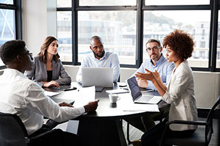 meeting around a table