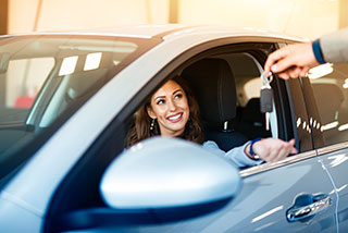 woman driving car